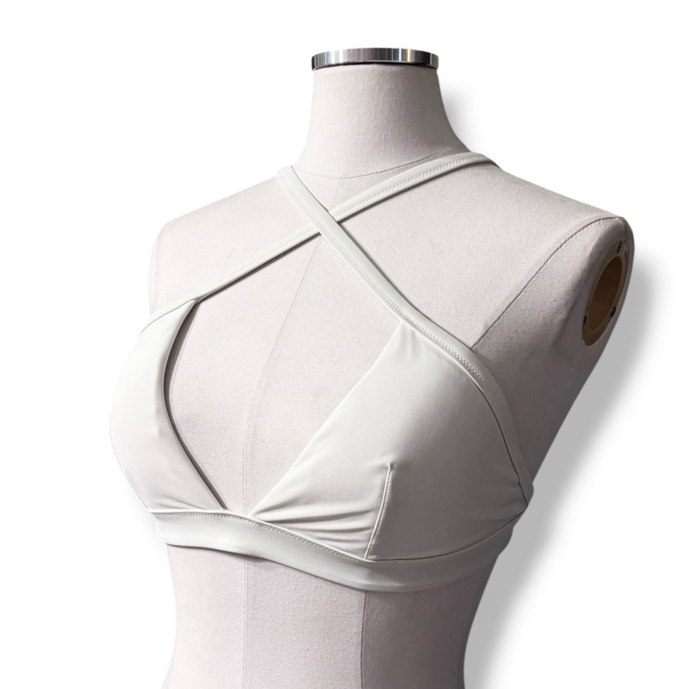 AERIE WHITE Crossed Straps Bikini Top Size Medium